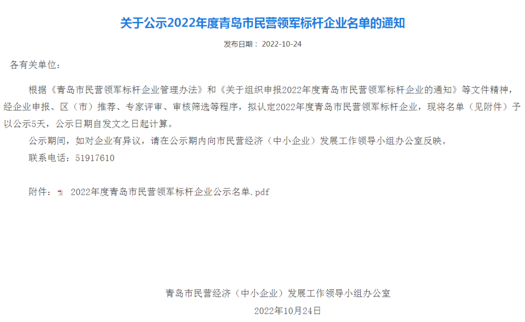 喜報！銳智智能入選青島市民營領(lǐng)軍標(biāo)桿企業(yè)